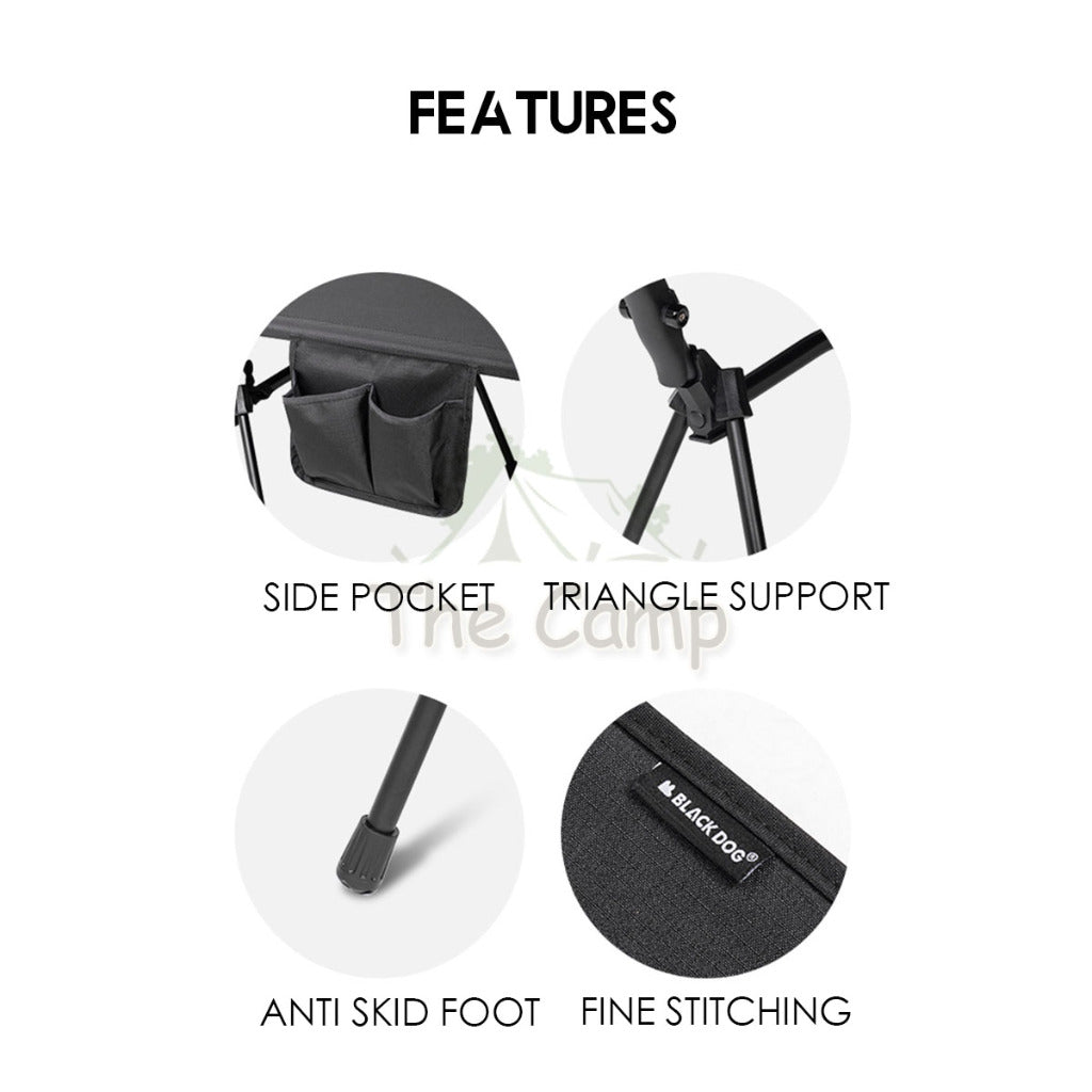 Blackdog Adjustable Height Camping Cot with Pillow Foldable Sleeping Mat Outdoor Bed Mattress Tent Flysheet CBD2450WS016