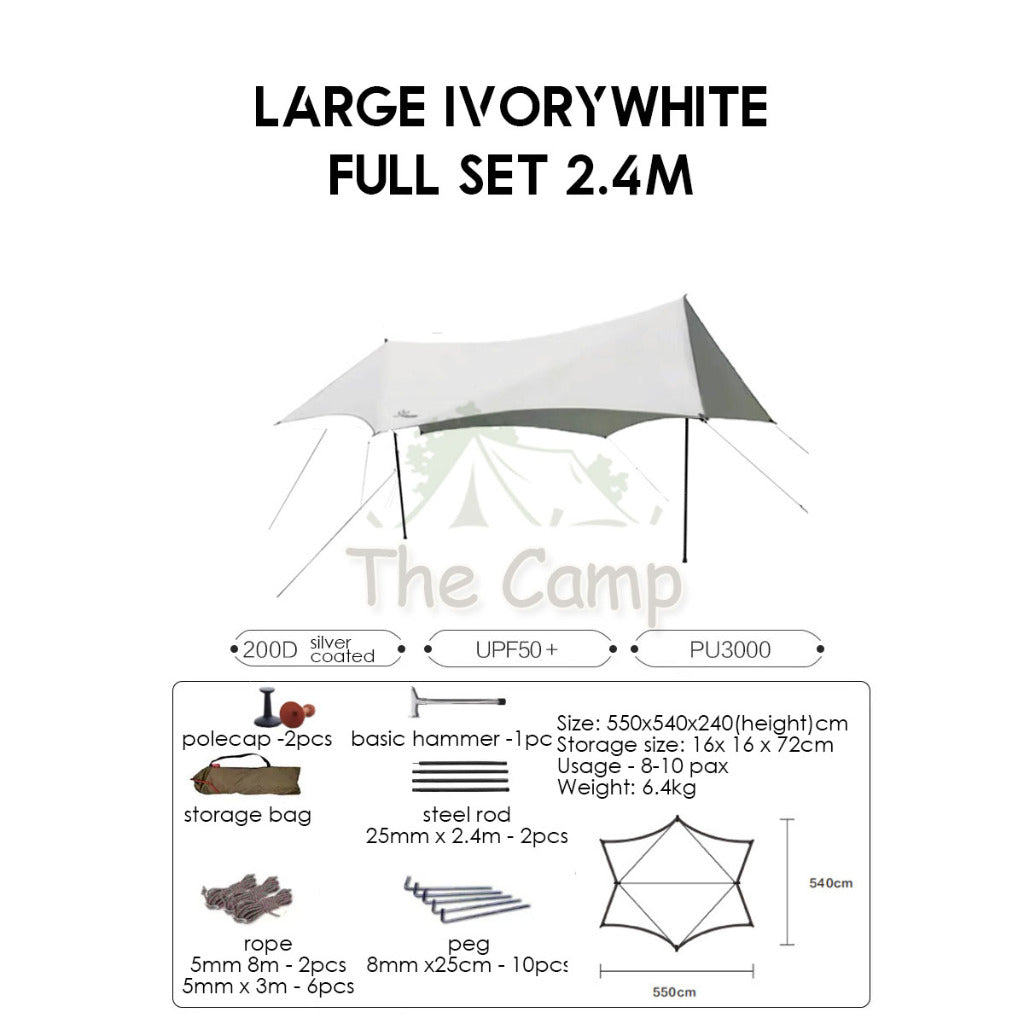 VIDALIDO Monster Tarp Flysheet Silver Coating Black Coated Camping Waterproof Shelter Tent Awning
