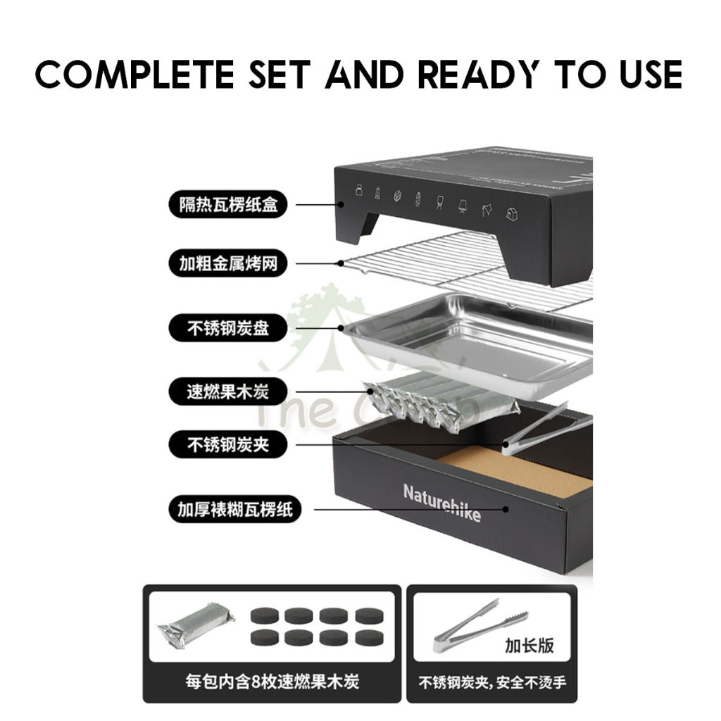 Naturehike Disposable BBQ Grill Stove Set Charcoal BBQ Kit Rack Reusable 2-3 Times Camping Outdoor CNK2300CW012