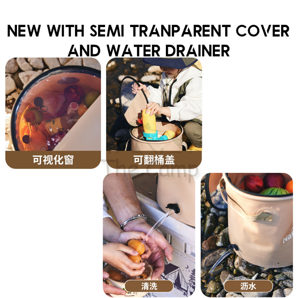 Naturehike Camping Foldable Bucket Portable Waterproof Round 10L 20L Water Transparent Container CNK2350CF010