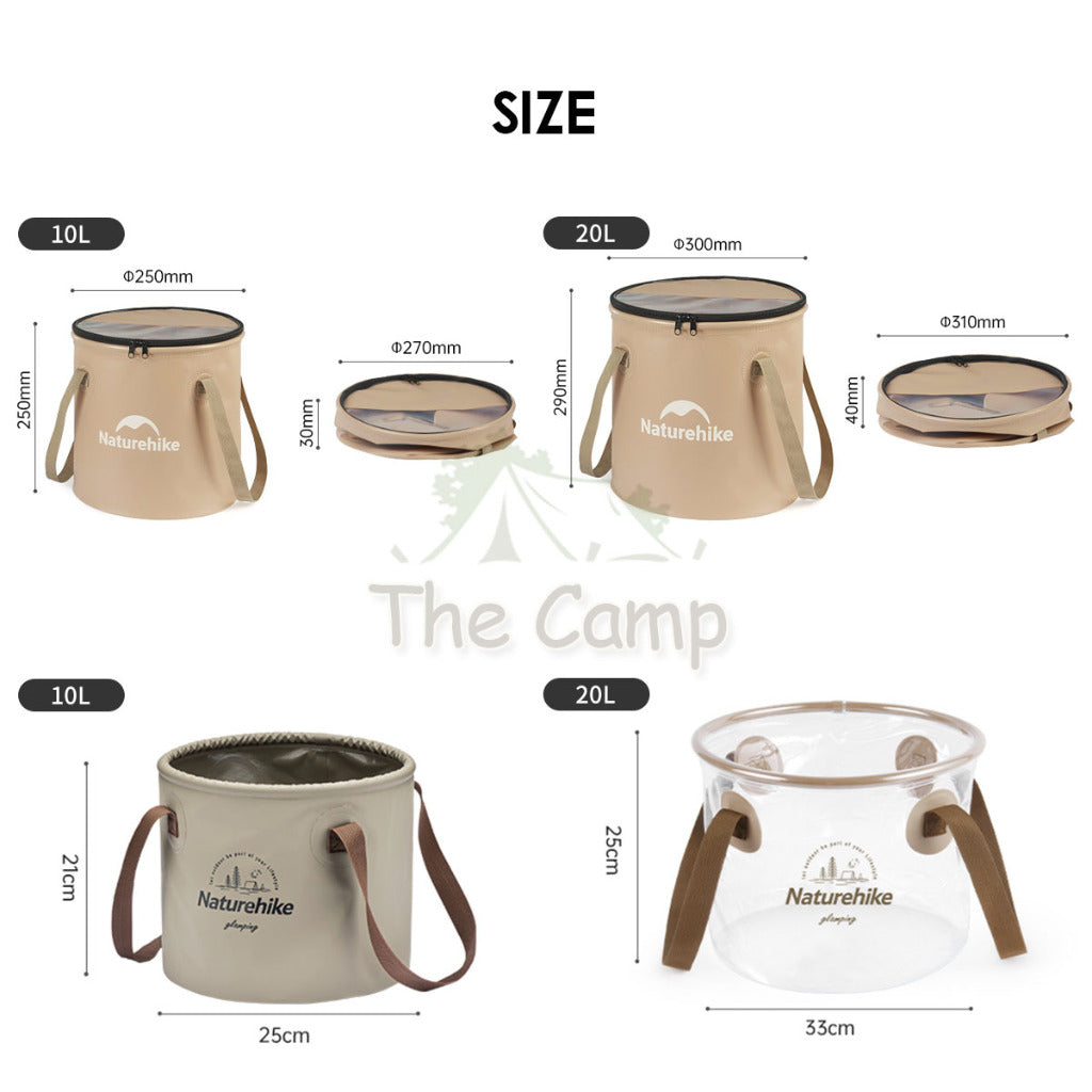 Naturehike Camping Foldable Bucket Portable Waterproof Round 10L 20L Water Transparent Container CNK2350CF010