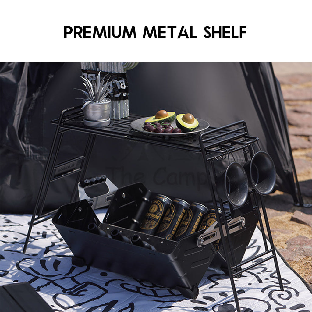 Blackdog Premium Metal Shelf Foldable Storage Rack Folding Rack Matte Black Engraving Small Large BD-ZWJ001