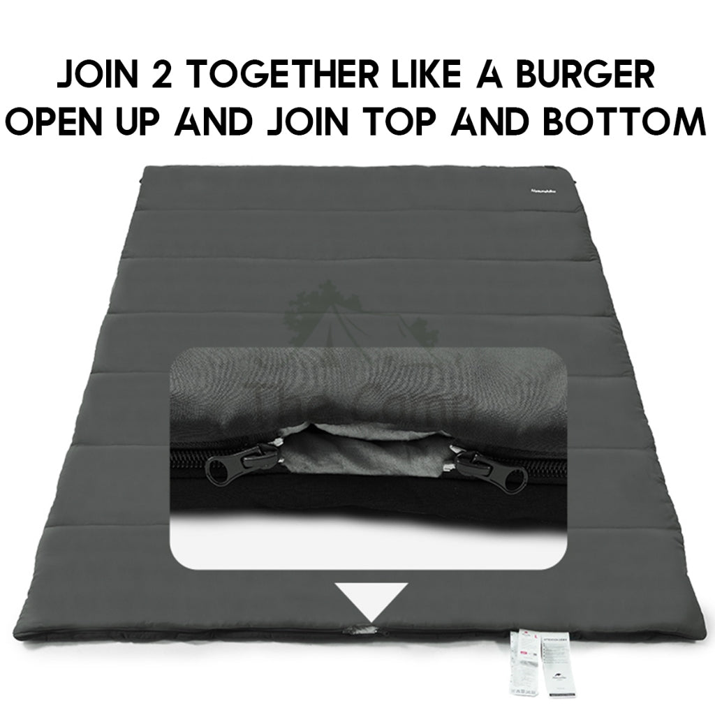 Naturehike F150 Sleeping Bag Outdoor Camping Malaysia Weather 1KG Envelope Joinable Cotton Ultralight Black NH22MSD05