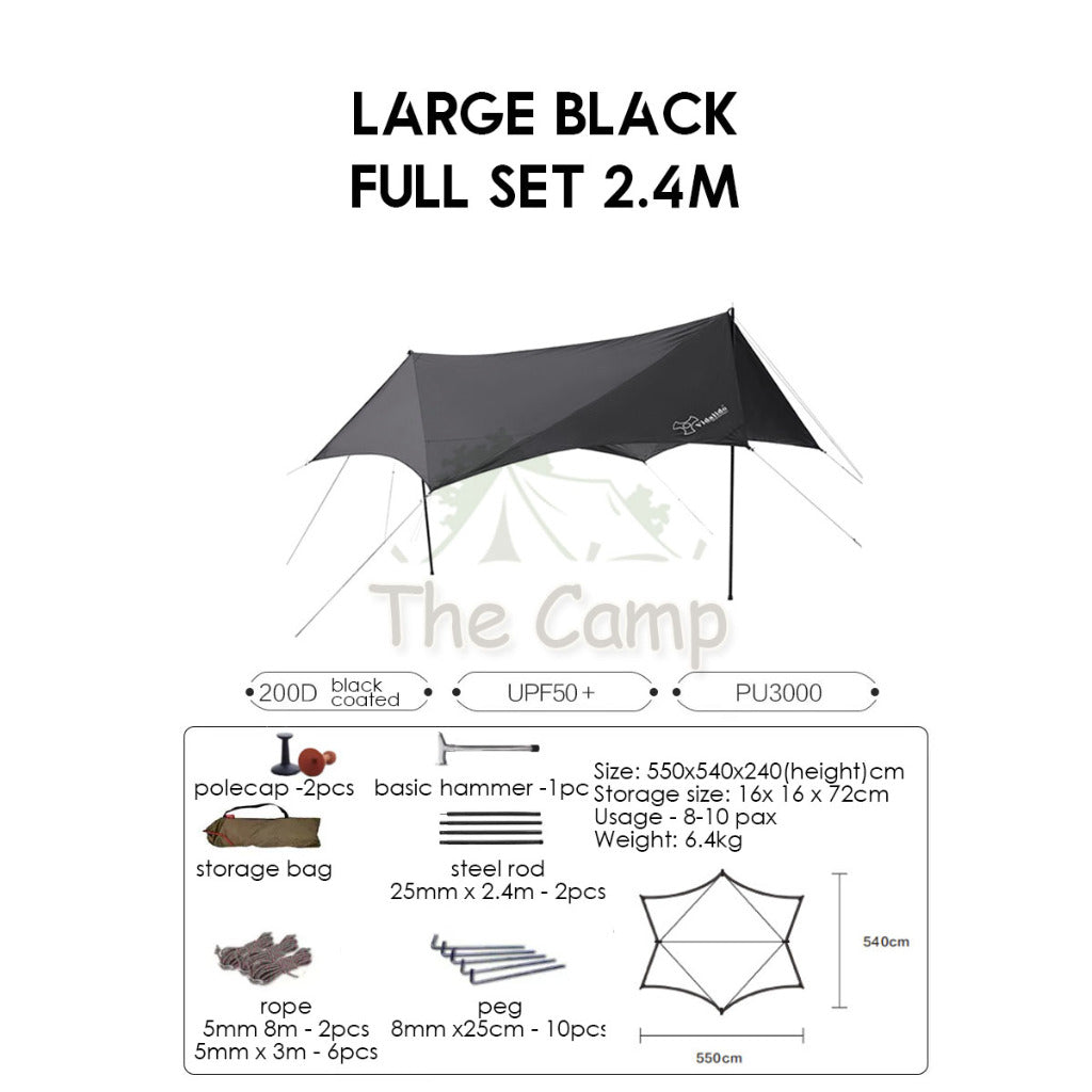 VIDALIDO Monster Tarp Flysheet Silver Coating Black Coated Camping Waterproof Shelter Tent Awning