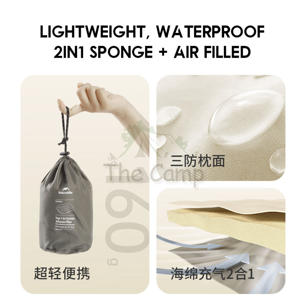 Naturehike 2 in 1 Sponge + Air 3D Pillow Adjustable Height Travel Outdoor Camping Neck Sleeping Bag Bed CNK2300DZ024