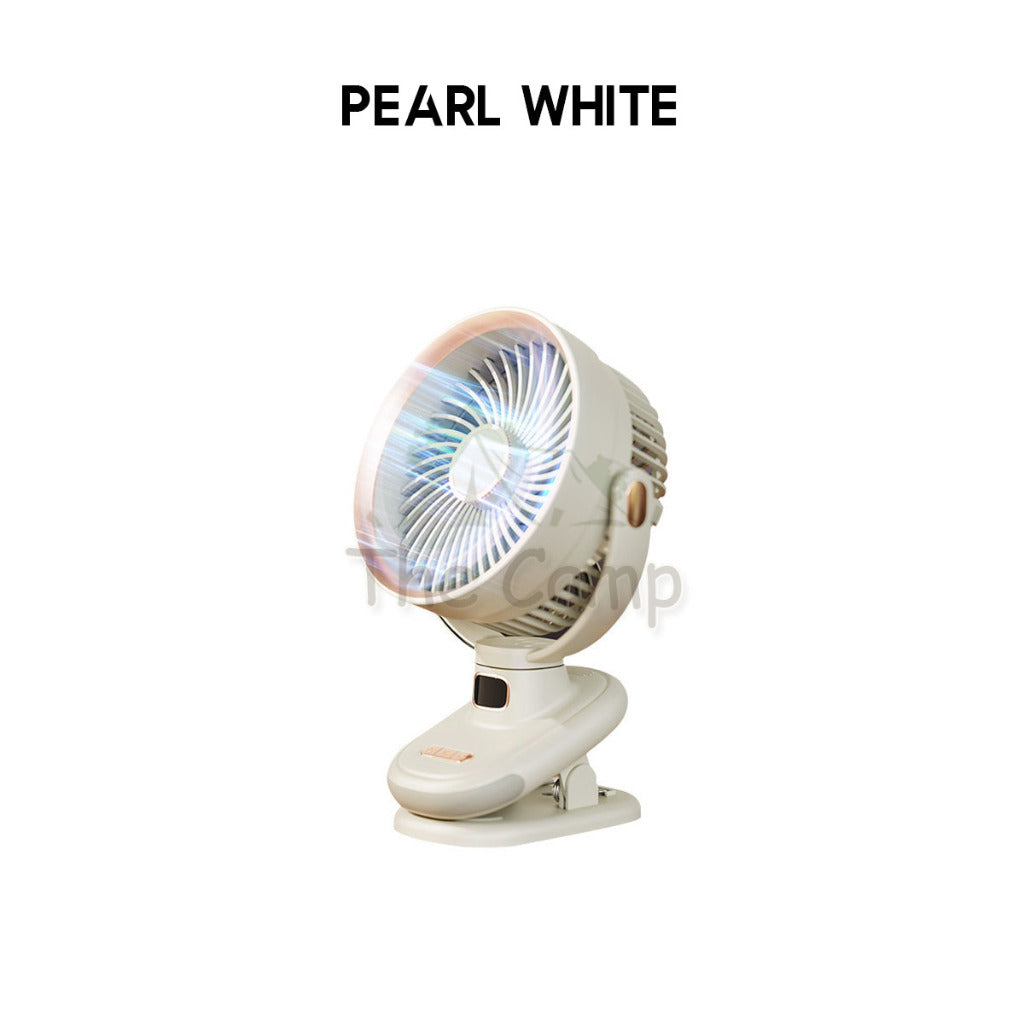 S6 Auto Oscillating Fan Clip Type 5 Speed Control with Digital Battery Timer Display Night Light Outdoor Camping