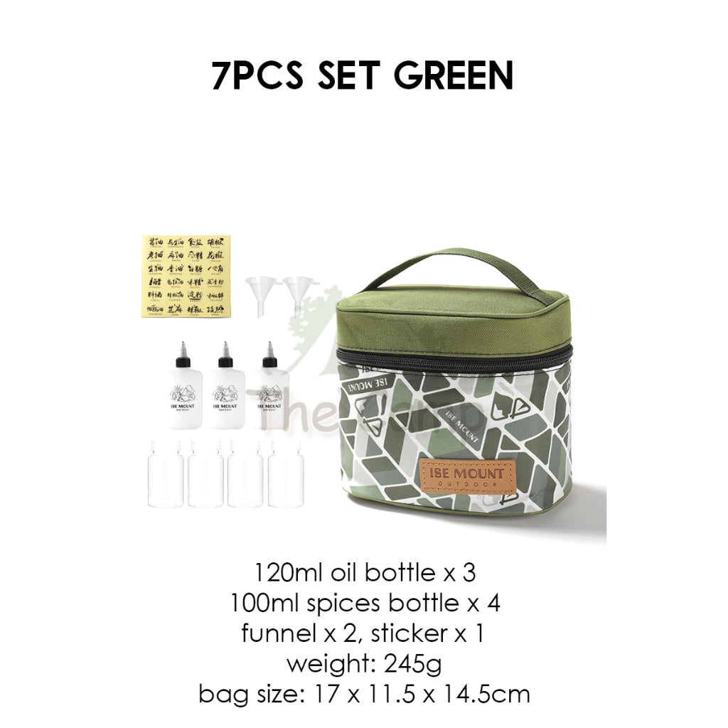 Outdoor Camping Seasoning Bag Set 7pcs 9pcs Ingredient Condiment Box Bottle Container Spice Oil Jar Sugar Salt Pepper
