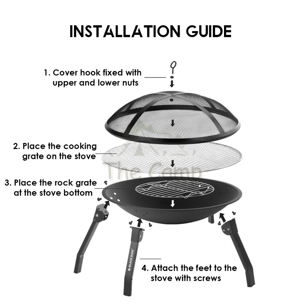 Blackdog Round BBQ Fire Pit Outdoor Camping Folding Foldable Grill Barbecue Fire Pond Firepit Charcoal CBD230CF013