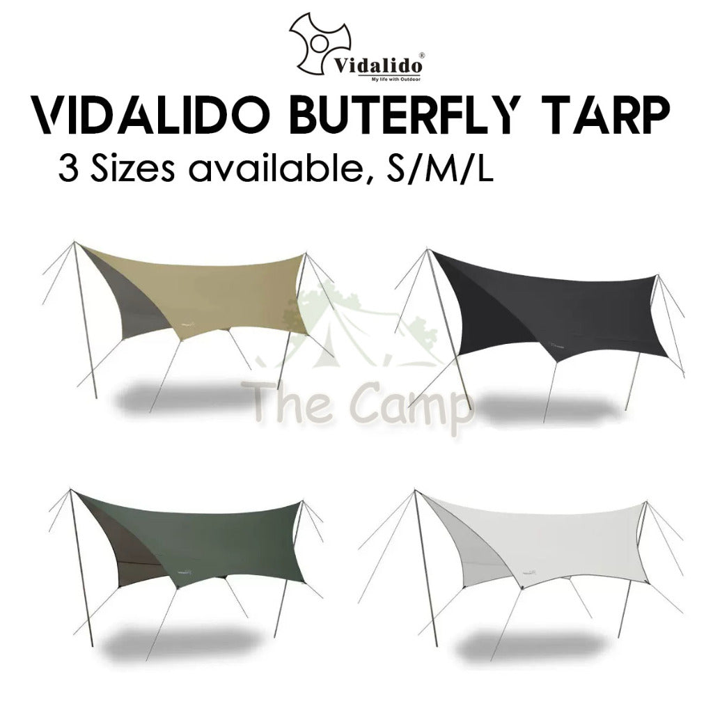 VIDALIDO Butterfly Tarp Flysheet Small Silver Coating Black Coated Camping Waterproof Shelter Tent Awning