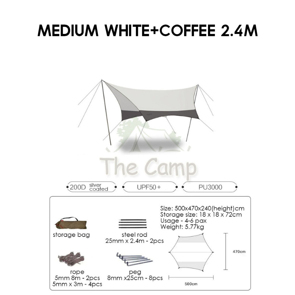 VIDALIDO Butterfly Tarp Flysheet Small Silver Coating Black Coated Camping Waterproof Shelter Tent Awning
