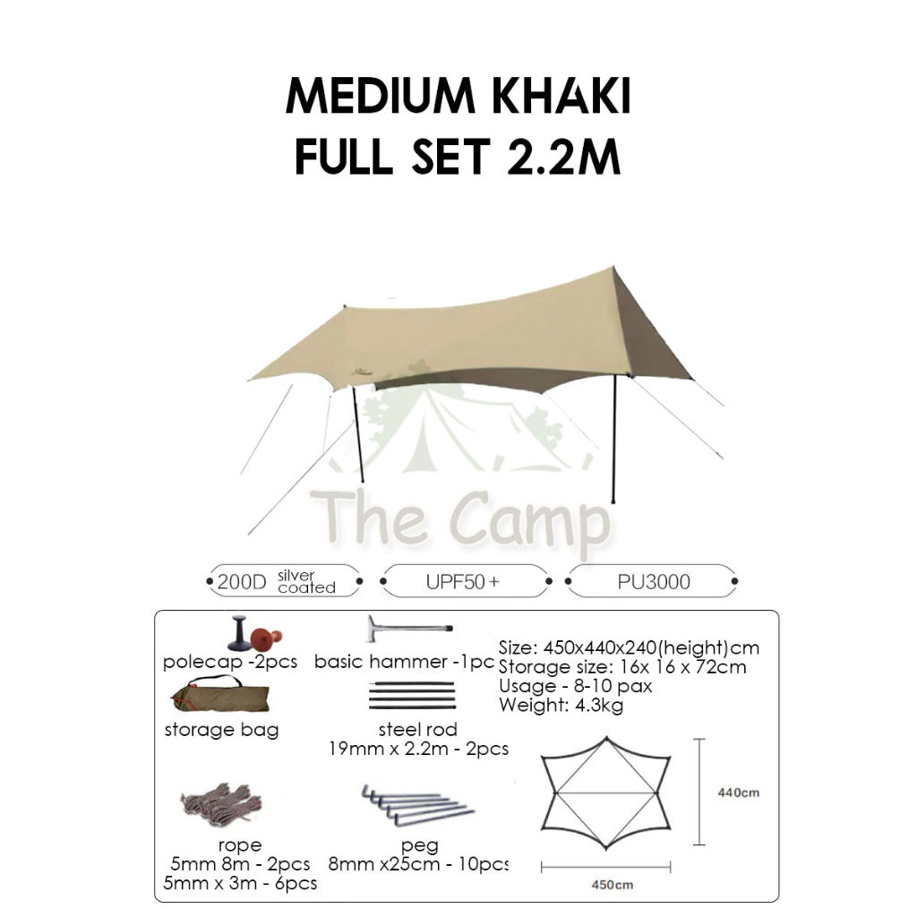 VIDALIDO Monster Tarp Flysheet Silver Coating Black Coated Camping Waterproof Shelter Tent Awning