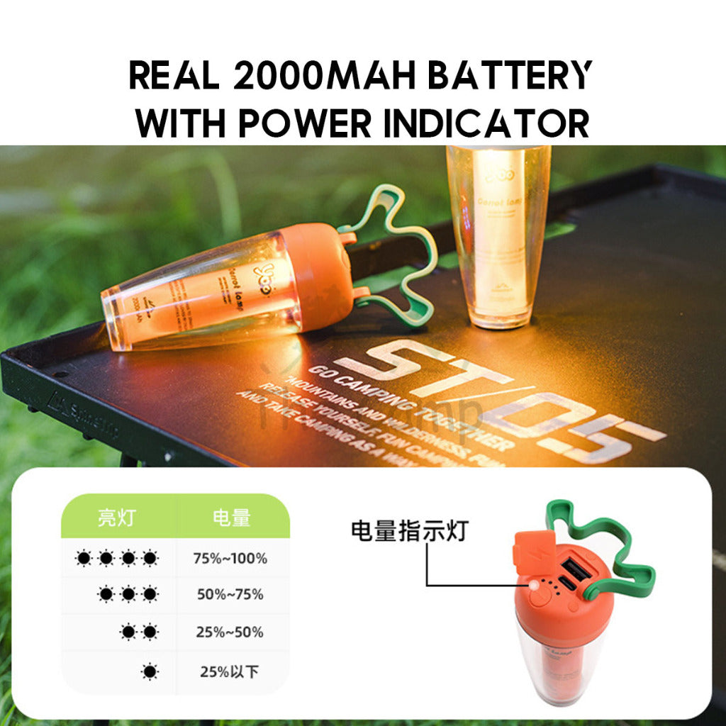 Shinetrip Carrot Light Radish Lamp Free Bag Optional Double Tripod Fan Camping Outdoor LED Lantern Atmosphere Tent