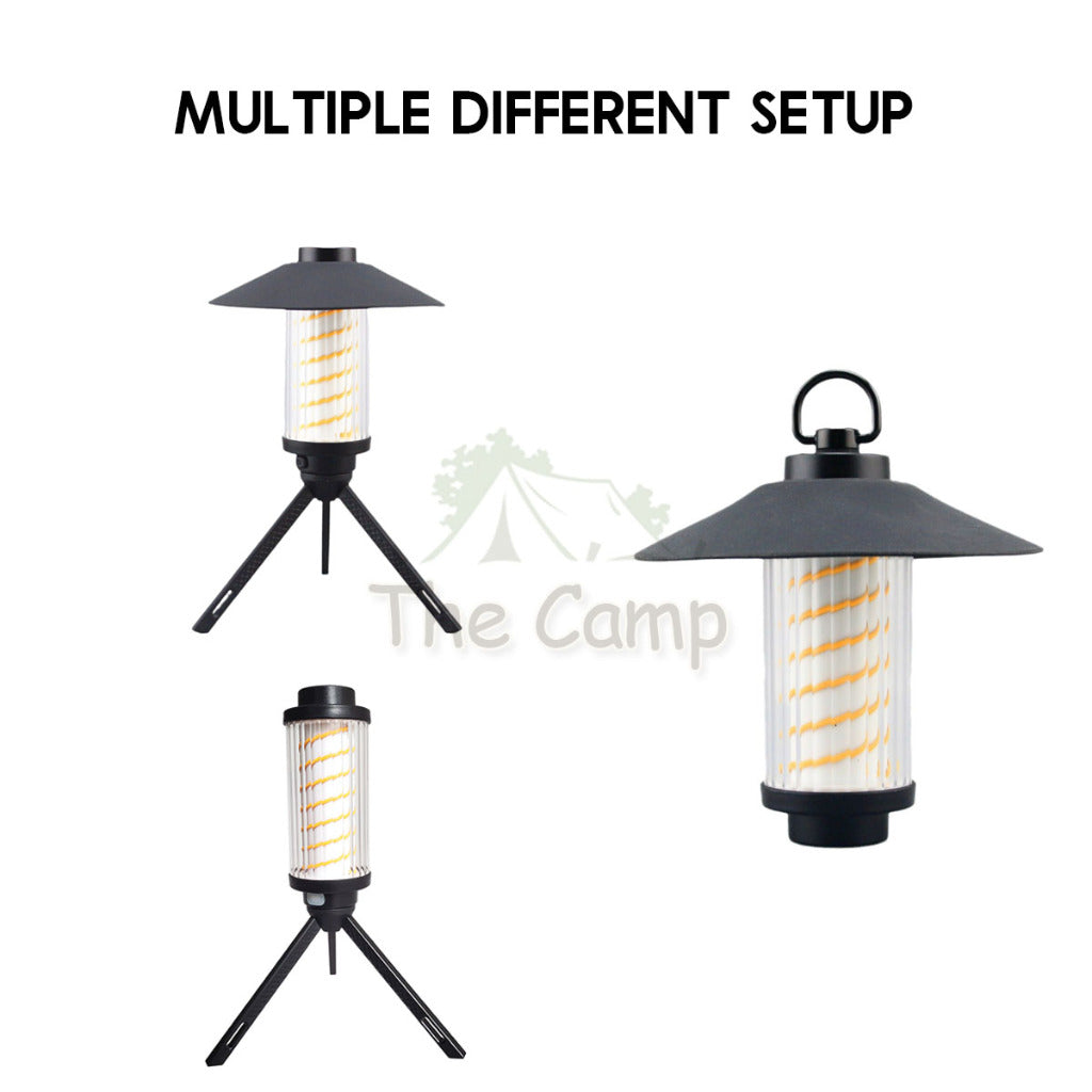 L03 Spiral Torch Light Camping Outdoor Hanging LED Lantern White Laser Atmosphere Lamp Hiking Breathing High Brightness