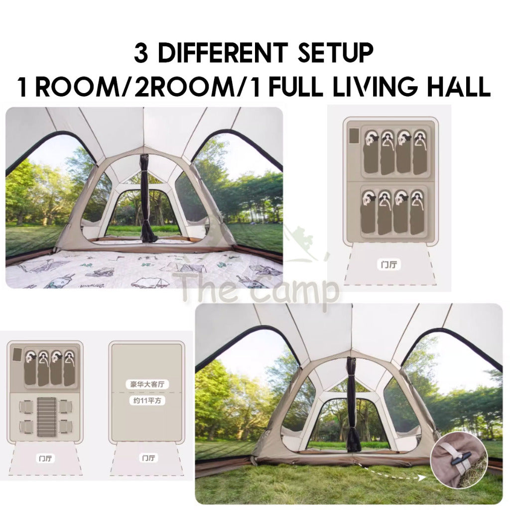 Vidalido Mountain Trip Auto Tent with Front TPU 2 Rooms Multiple Mode Outdoor Camping Poon Saan Cabin Sanstay