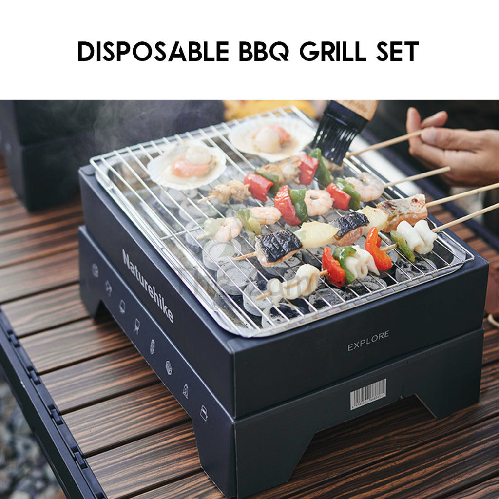 Naturehike Disposable BBQ Grill Stove Set Charcoal BBQ Kit Rack Reusable 2-3 Times Camping Outdoor CNK2300CW012