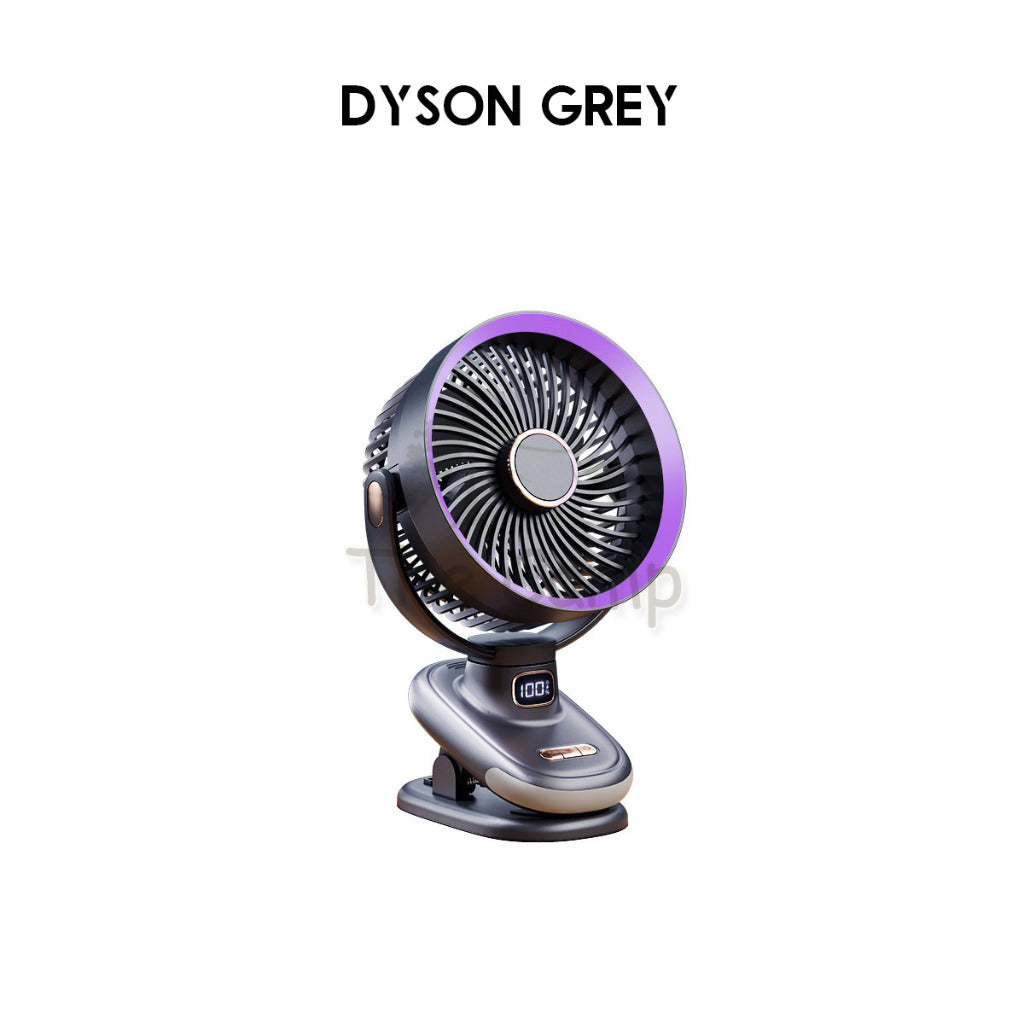 S6 Auto Oscillating Fan Clip Type 5 Speed Control with Digital Battery Timer Display Night Light Outdoor Camping