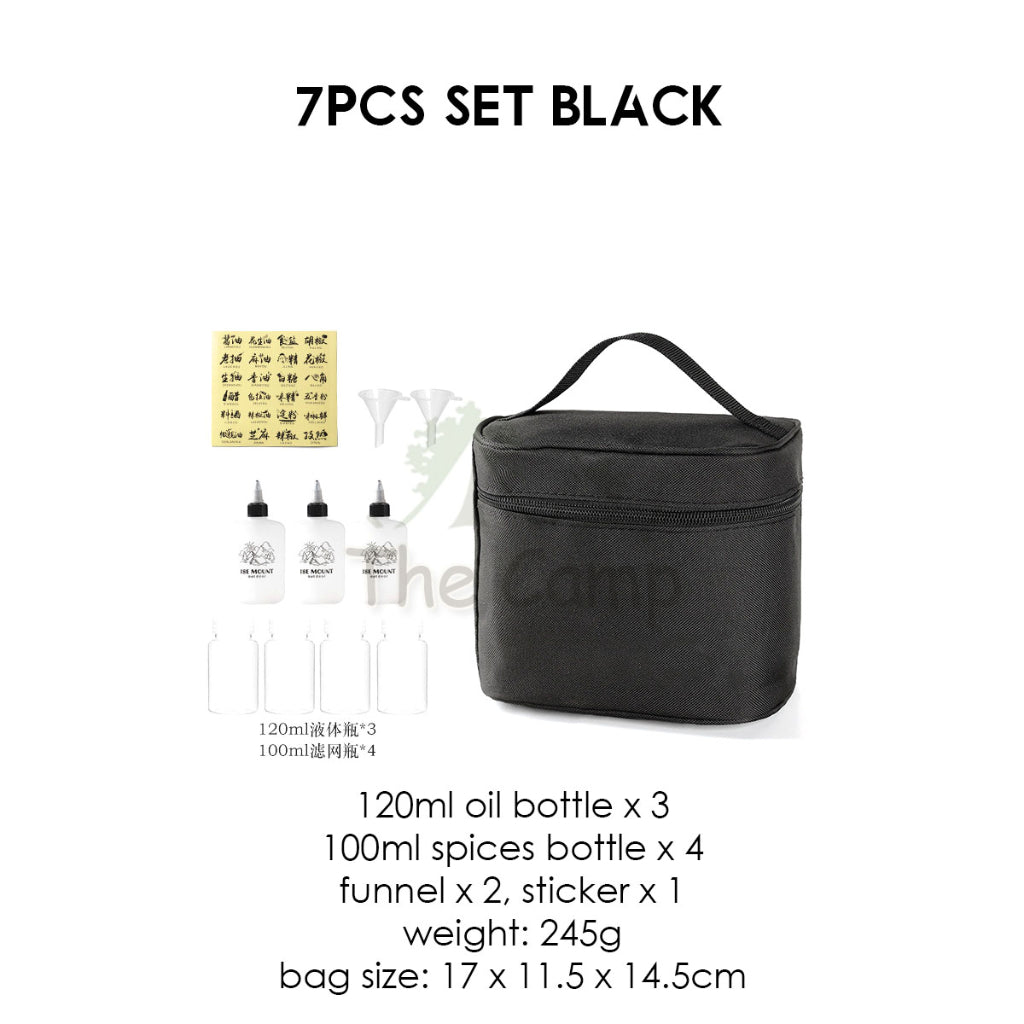 Outdoor Camping Seasoning Bag Set 7pcs 9pcs Ingredient Condiment Box Bottle Container Spice Oil Jar Sugar Salt Pepper