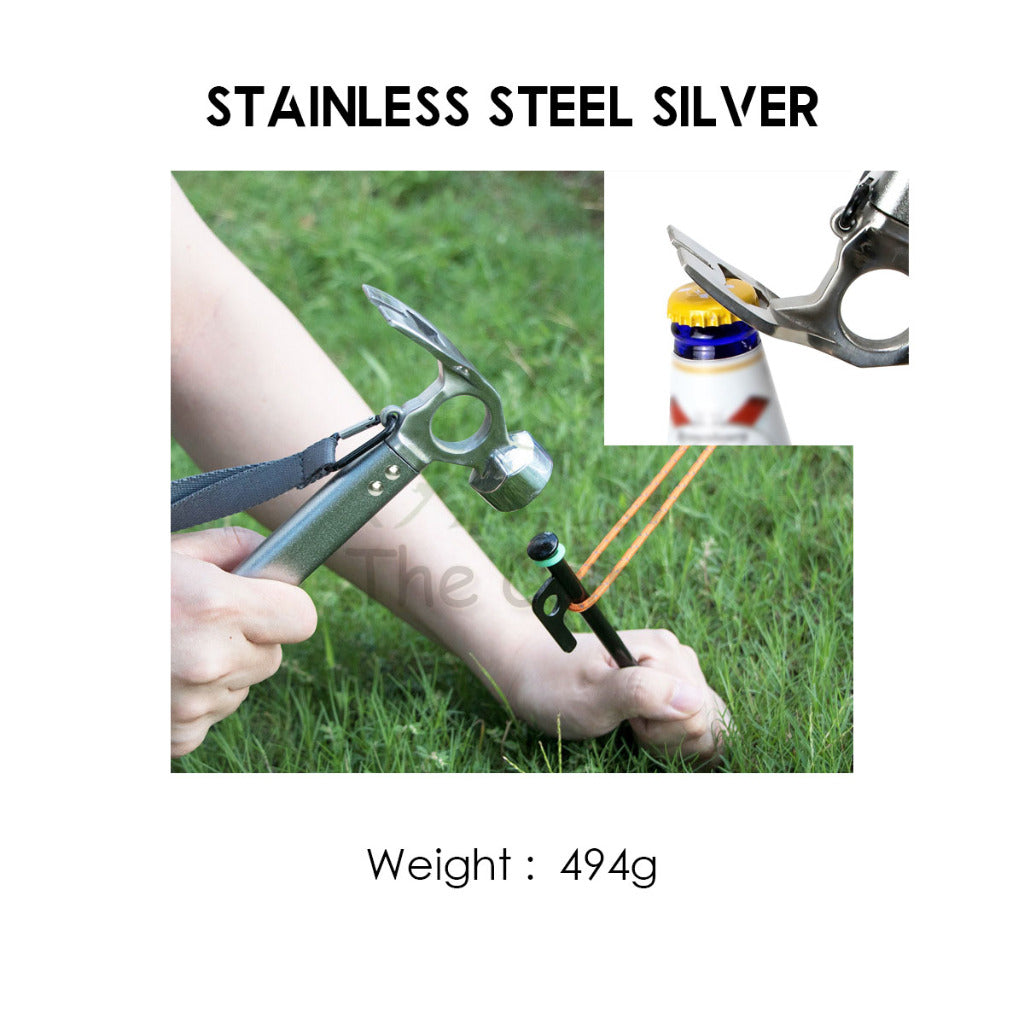 Camping Hammer Stainless Steel Copper Aluminium Brass Solid Wood Handle Peg Stake Nail Hammers Multifunction