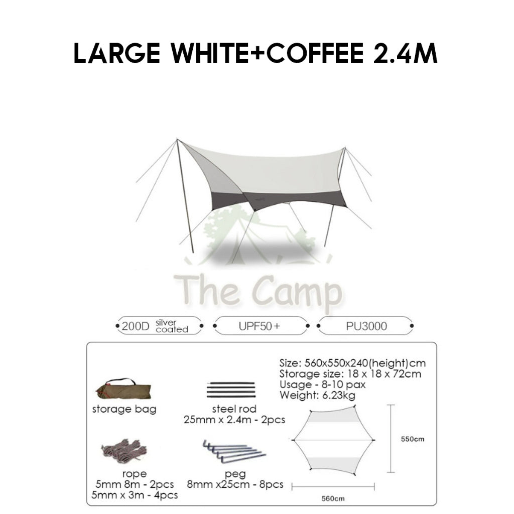 VIDALIDO Butterfly Tarp Flysheet Small Silver Coating Black Coated Camping Waterproof Shelter Tent Awning