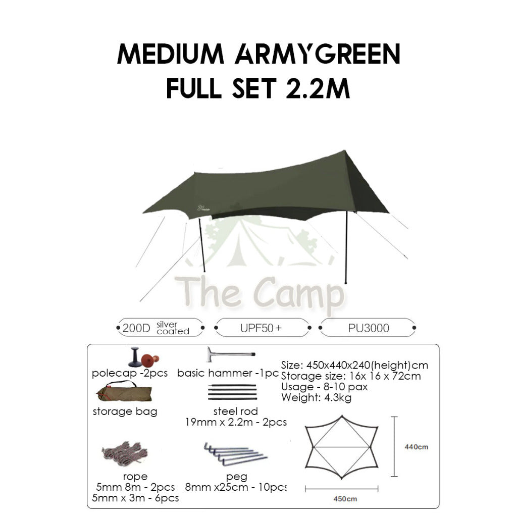 VIDALIDO Monster Tarp Flysheet Silver Coating Black Coated Camping Waterproof Shelter Tent Awning