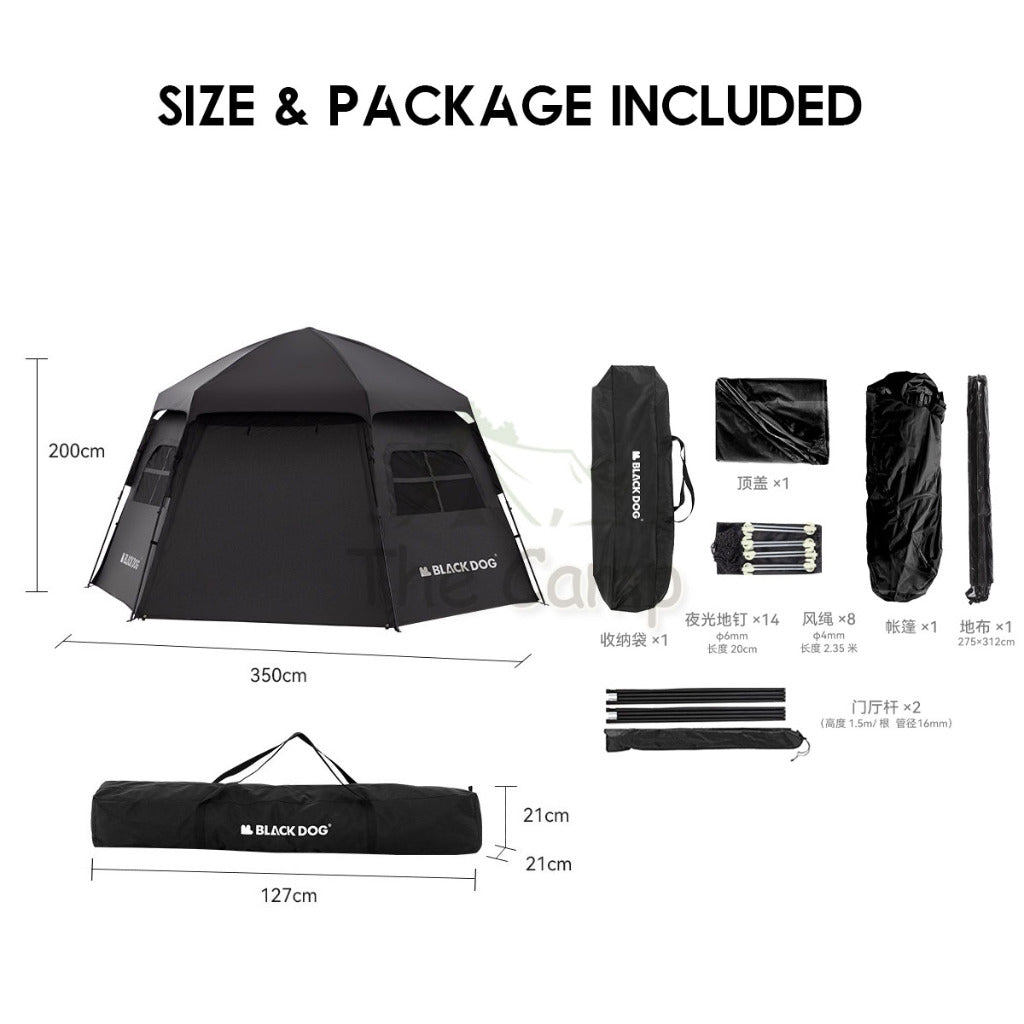 Blackdog Hexagon Automatic Tent Dome Shelter Outdoor Camping Black Hexagonal Tenda Khemah CBD2300QT012