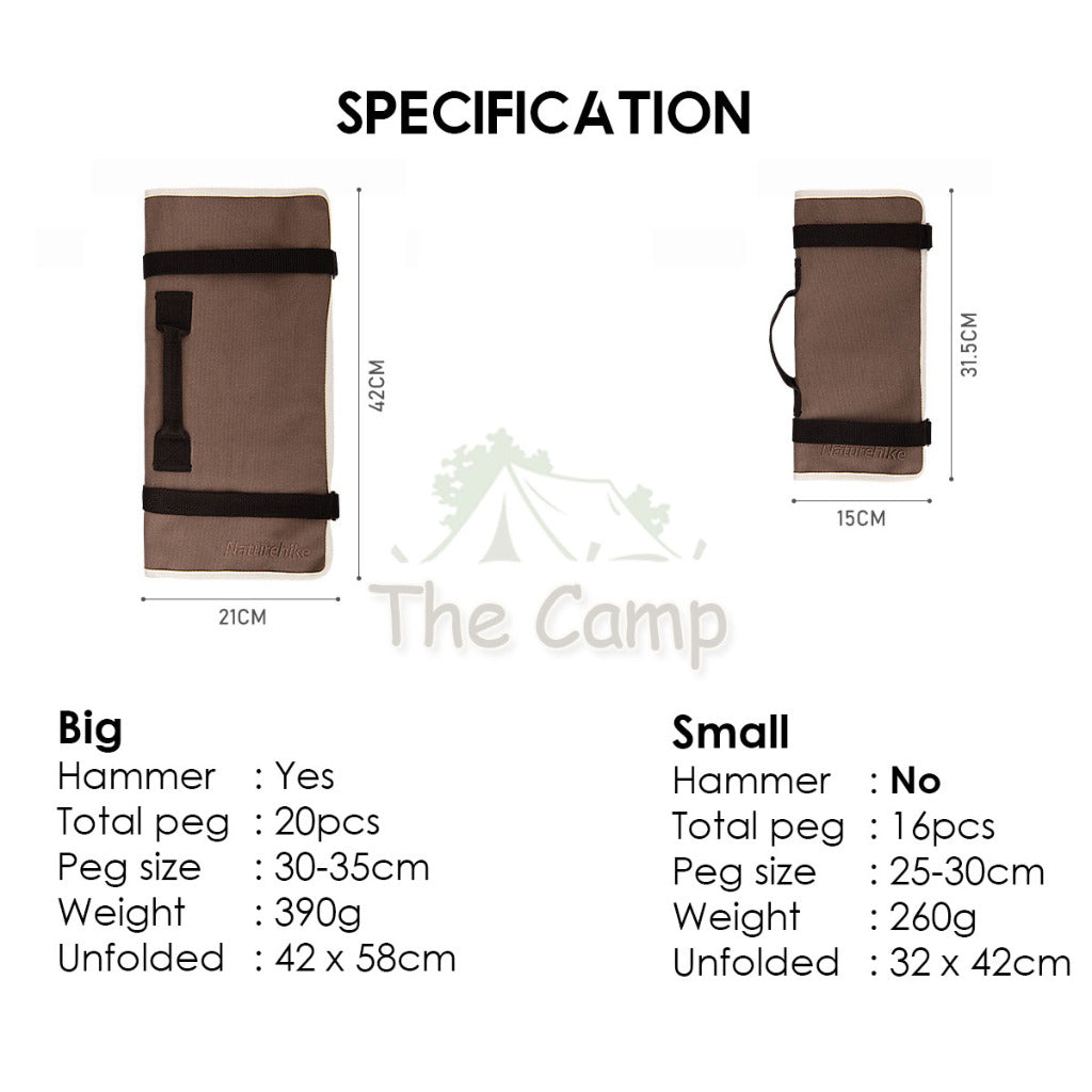 Naturehike Peg Storage Bag Large Small Size Stake Hammer Nail Bags Tent Tarp Paracord Rope Store Camping NH20PJ093