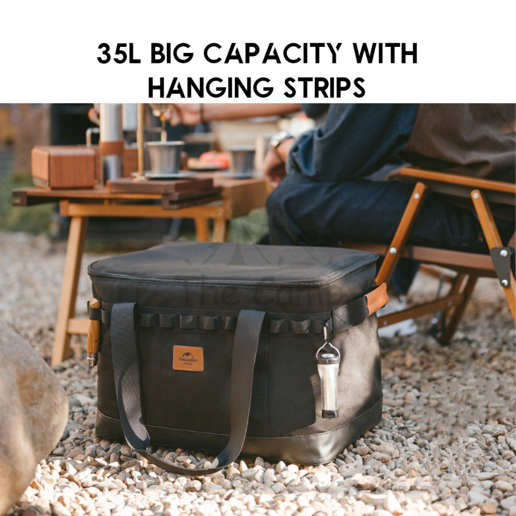 Naturehike Camping Storage Bag Kitchen Utensil Tableware 35L Large Capacity Storage Box Black Picnic Cooking CNH22SN008