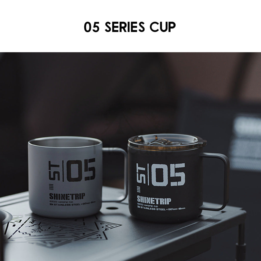 Shinetrip 05 Series 350ML Tactical Double Layer Cup with Lid & Handle Outdoor Camping 304 Stainless Steel Mug