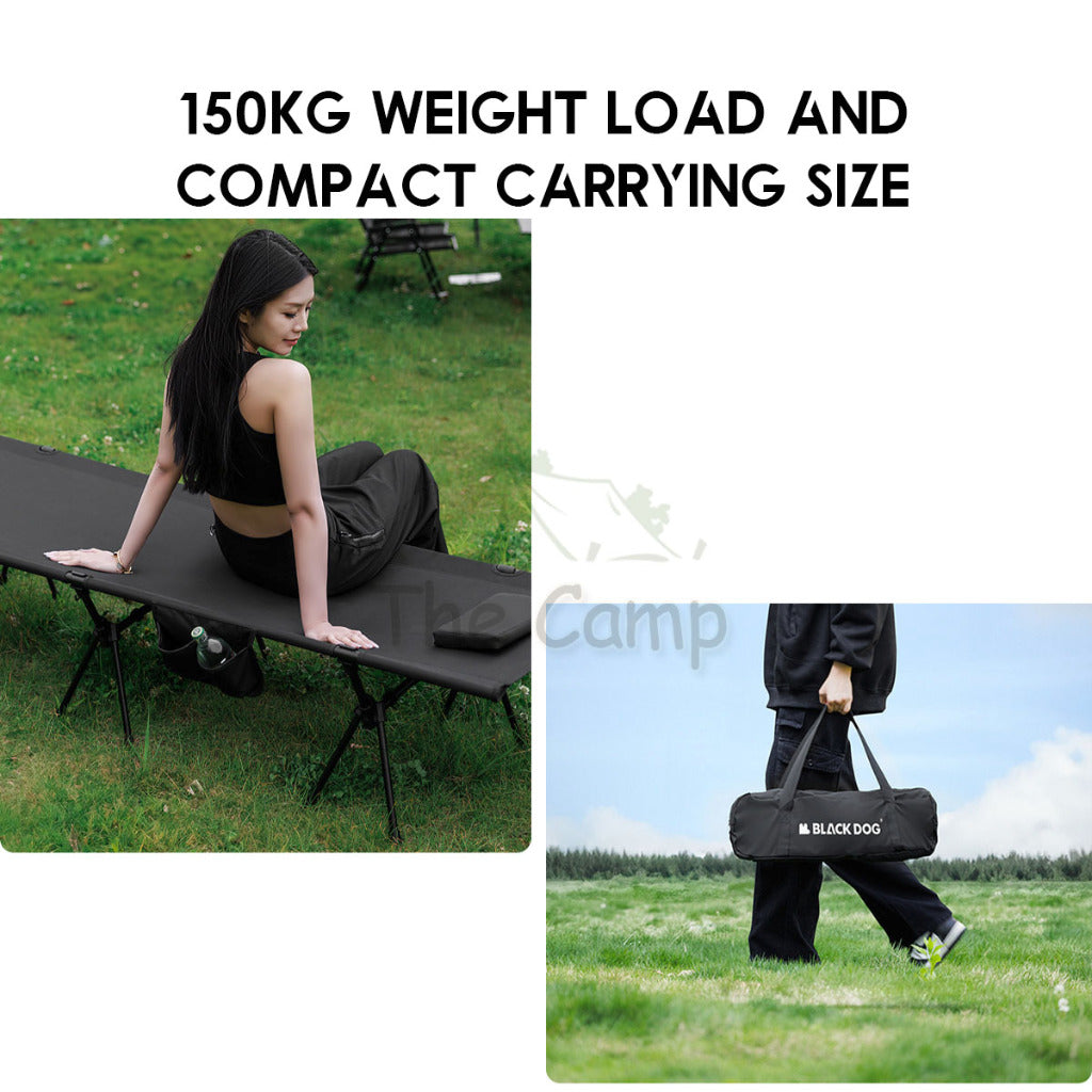 Blackdog Adjustable Height Camping Cot with Pillow Foldable Sleeping Mat Outdoor Bed Mattress Tent Flysheet CBD2450WS016