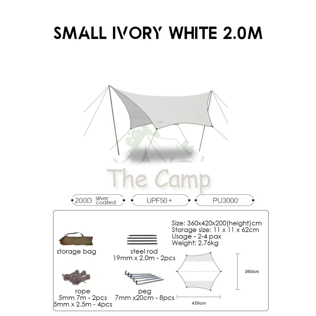 VIDALIDO Butterfly Tarp Flysheet Small Silver Coating Black Coated Camping Waterproof Shelter Tent Awning