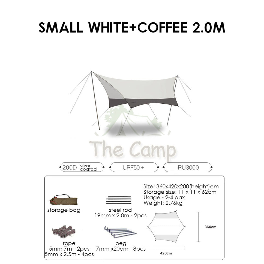 VIDALIDO Butterfly Tarp Flysheet Small Silver Coating Black Coated Camping Waterproof Shelter Tent Awning