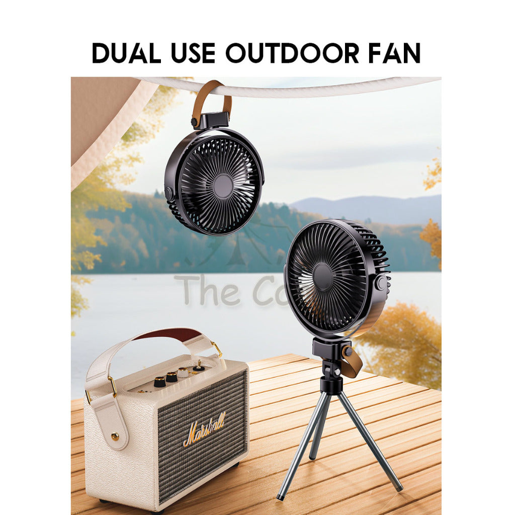 K18 Tripod Fan 4 Speed Control with Light 4800mah Desk Standing Hanging Outdoor Camping USB Powerbank