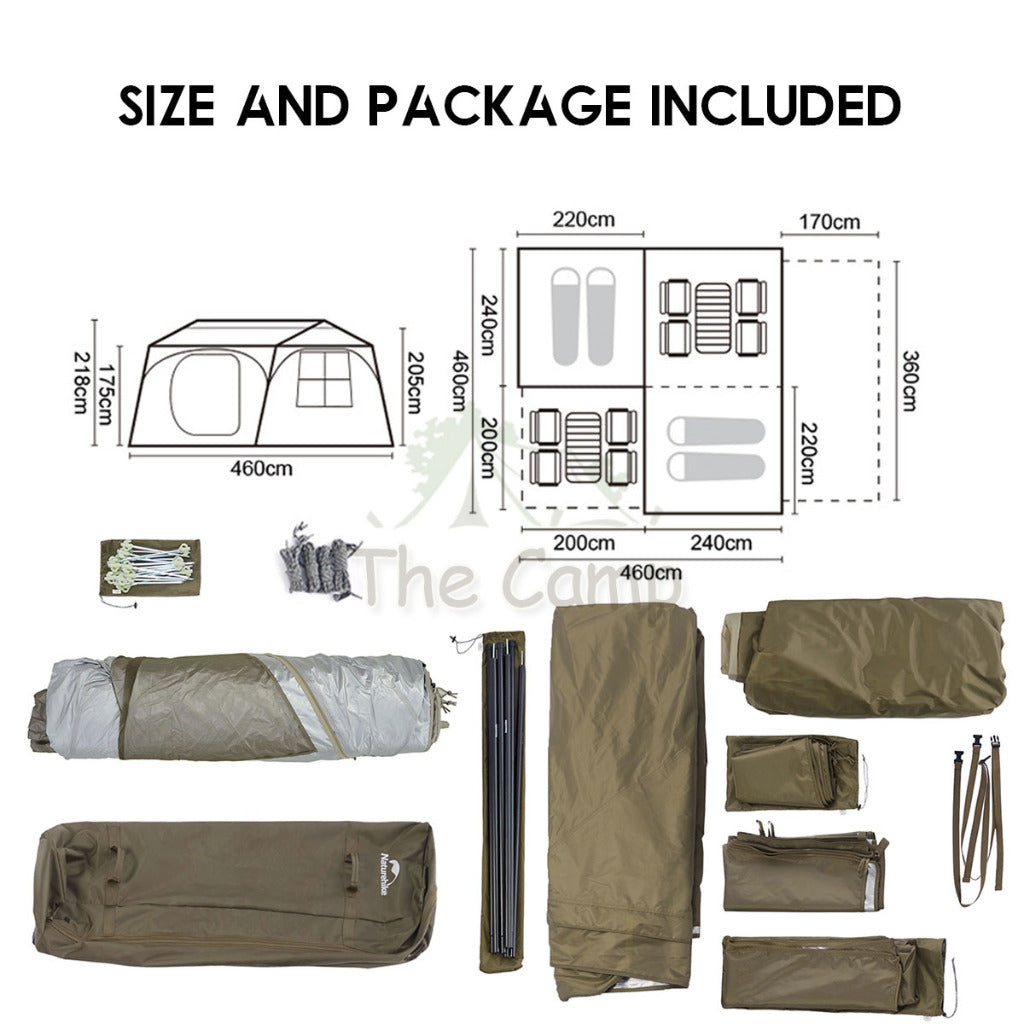 Naturehike Village Suite Auto Tent 3 Room 2 Living Hall Large Outdoor Camping Flysheet CNH23ZP12004