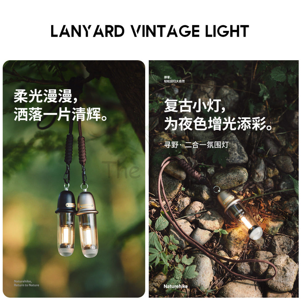 Naturehike Lanyard Vintage Light Retro Lamp IPX4 Outdoor Camping LED Lantern Black Warm White Hanging Strap CNK2350ZM010