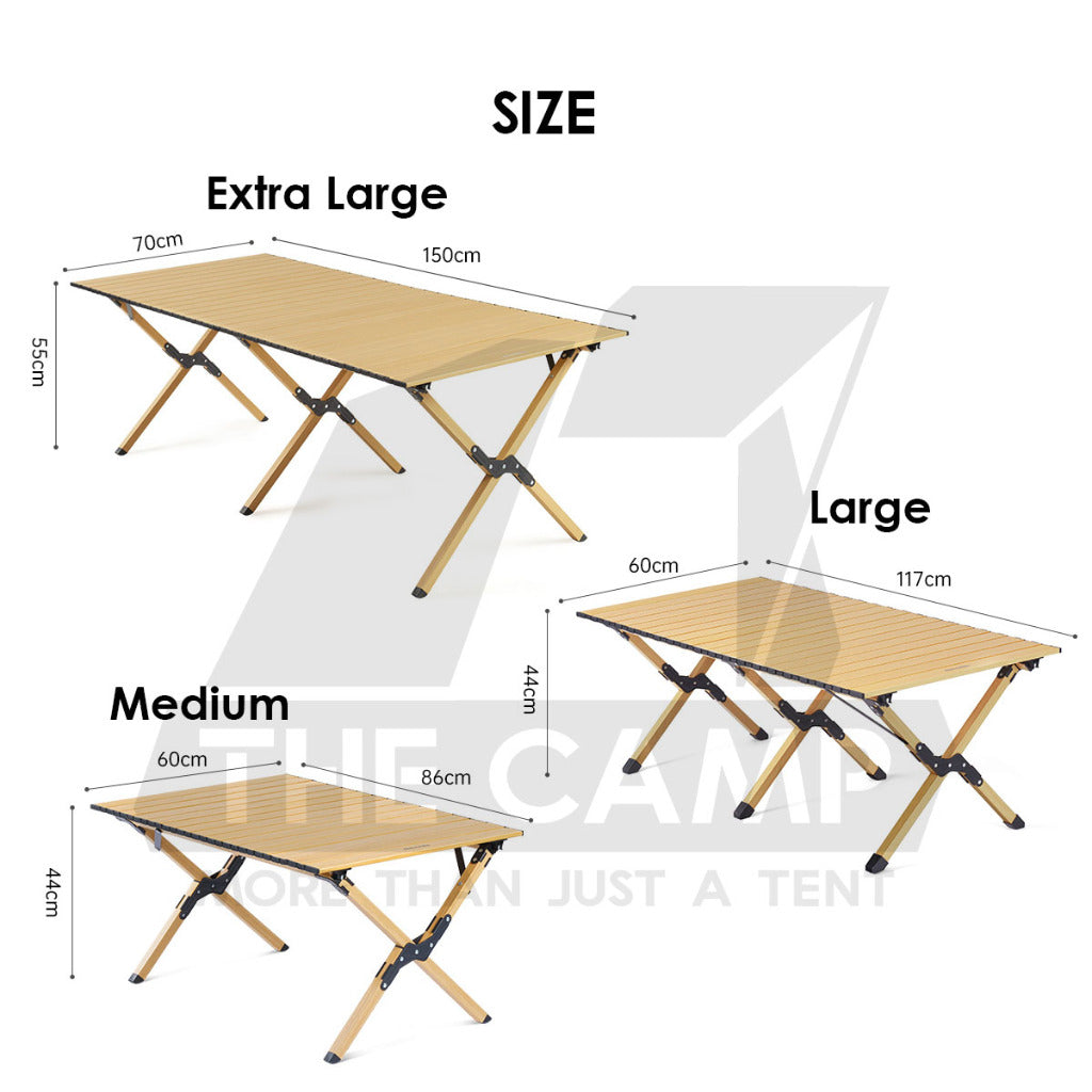 Naturehike Aluminium Egg Roll Table Outdoor Camping BBQ Party Black 120cm 150cm Table Portable Foldable CNK2300JU010