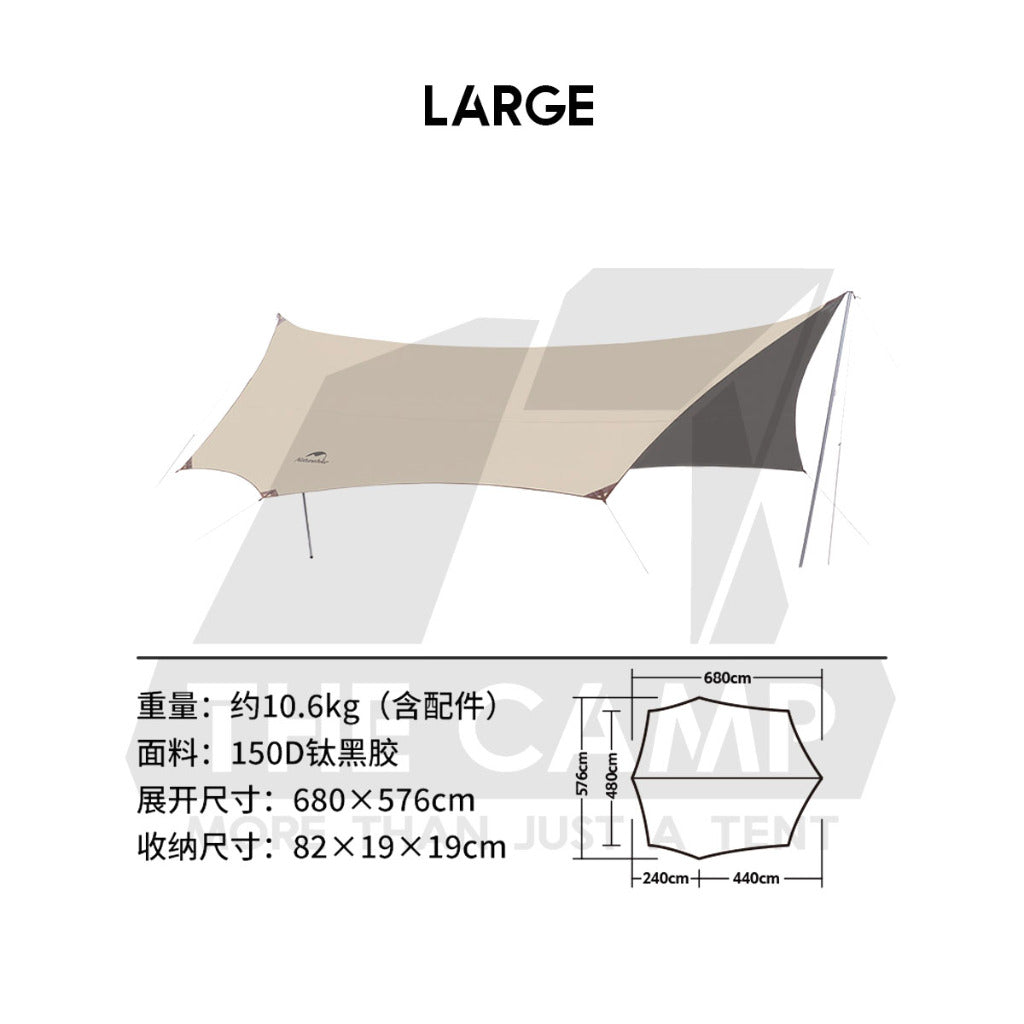 Naturehike TiBlack Cloud Skies Ultra Large Tarp Flysheet Outdoor Camping Ti Black Waterproof Moraine C2350WS010