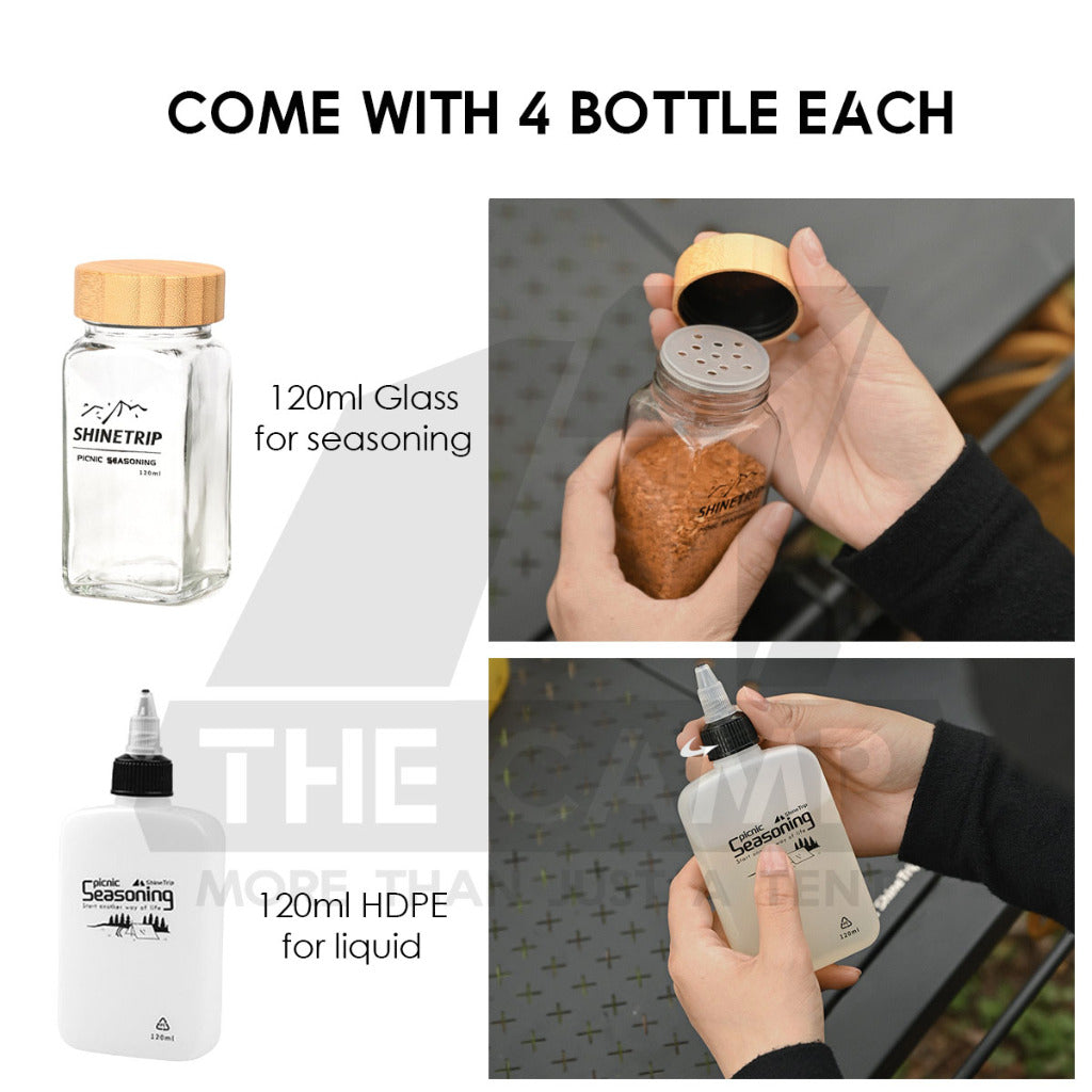 Shinetrip Seasoning Bag Set Outdoor Camping Ingredient Condiment Box Bottle Container Spice Oil Jar Sugar Salt Pepper