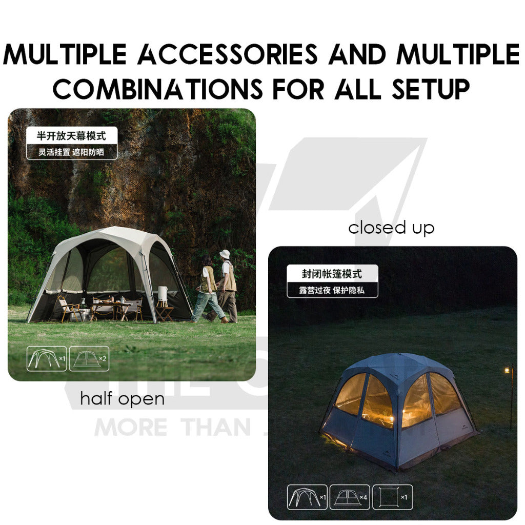 Naturehike Auto Dome Shelter Camping Tarp Inner Tent Extension Flysheet Door Mesh TPU Cloth Groundsheet CNK230WS014