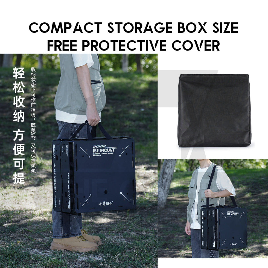 Tactical Table Set Field Office Outdoor Camping Black with Rack Aluminium Alloy Light Weight Compact Suitcase Helinox