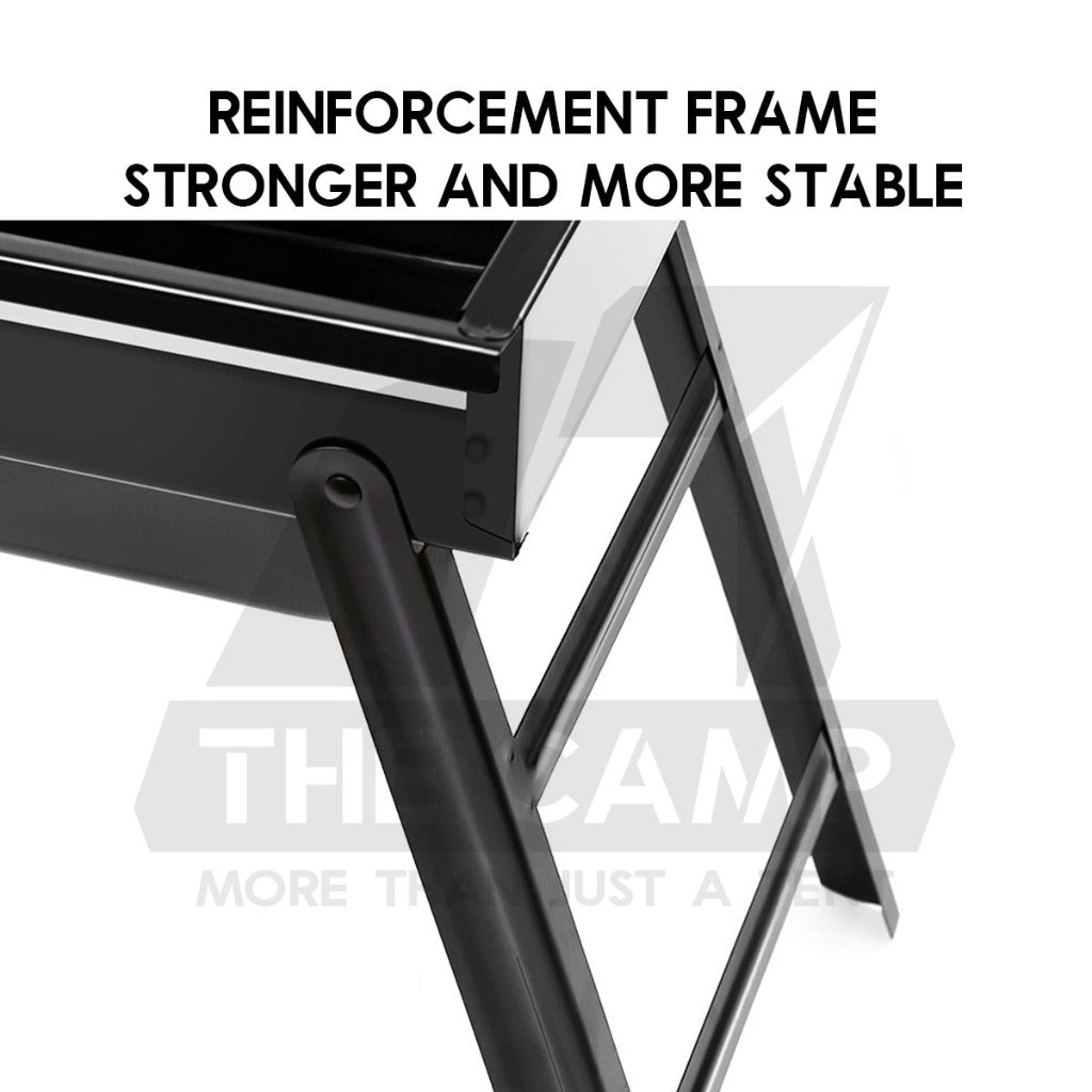 Portable Foldable BBQ Rack Grill Outdoor Camping Charcoal BBQ Stand Black Accessories Brush Skewer Seasoning Bottle