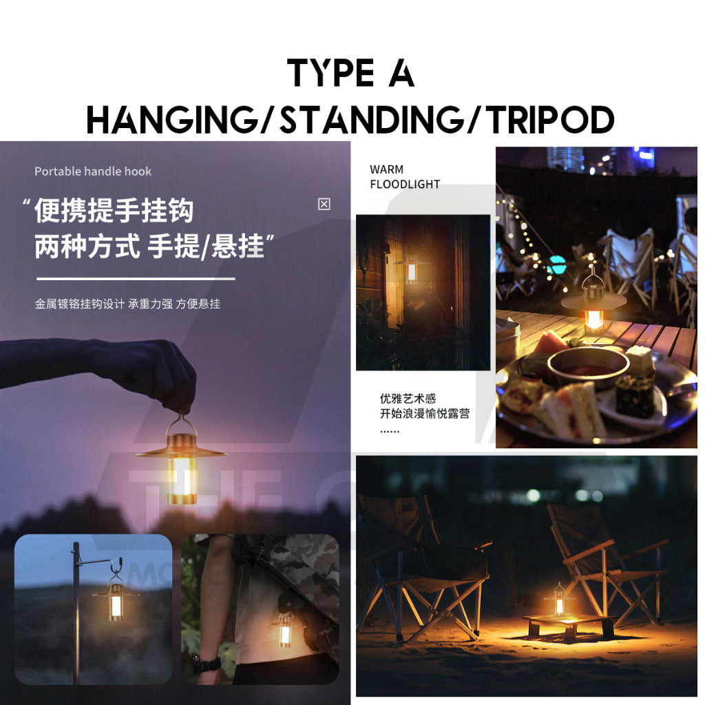 Camping Light House with Tripod Reflector Torch Flashlight Waterproof Rechargeable Multifunctional Blackdog 1913