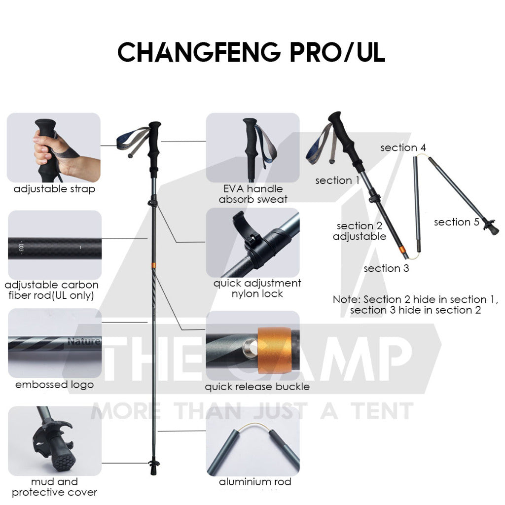 Naturehike Hiking Stick Qing Xue Base Pro Chang Feng Pro UL Chu Xue EXT1 Trekking Pole Aluminium Carbon Fiber