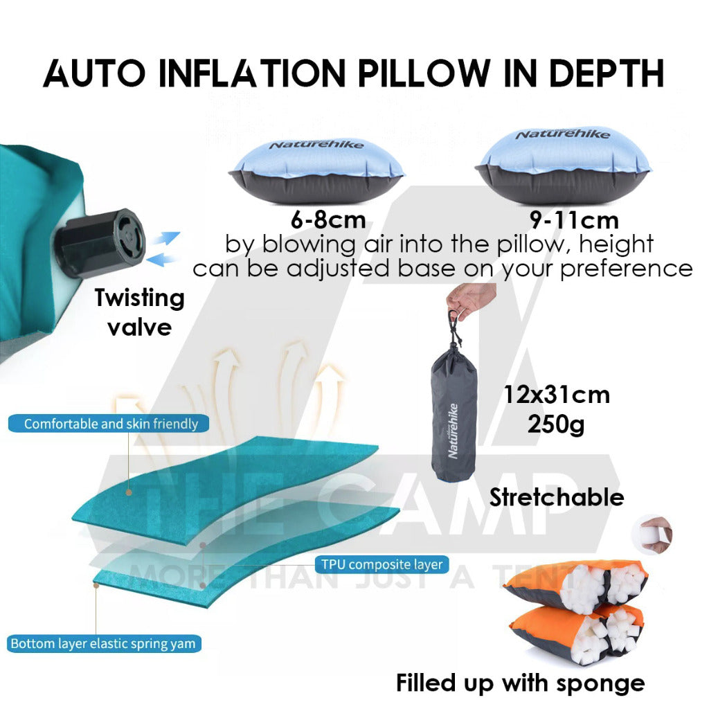 Naturehike Pillow Camping Inflatable Auto Inflate Automatic Aeros TPU Flocking Inflation Sleeping Bag Tent Flysheet Case