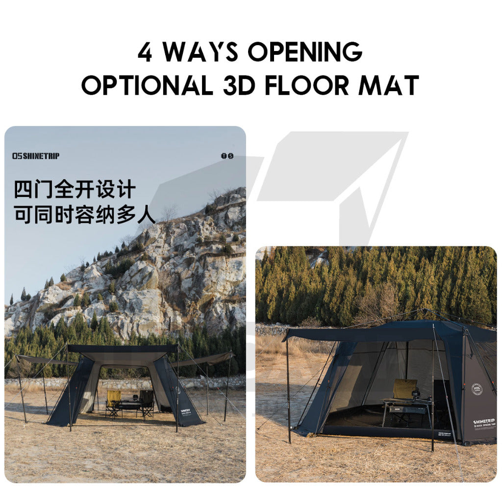 Shinetrip Auto Dome Shelter Tarp PU2000 Silver Coated Black Green Khaki Optional Door Cloth Mesh Net 3D Groundsheet Tent