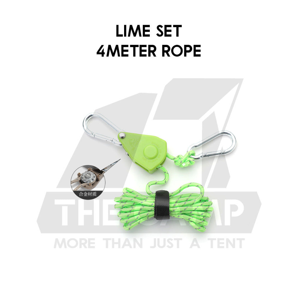 Camping Rope Pulley Adjuster Regulator 4 meter Paracord Outdoor Adjustable Tensioner Reflective Tent Buckle Tali Khemah