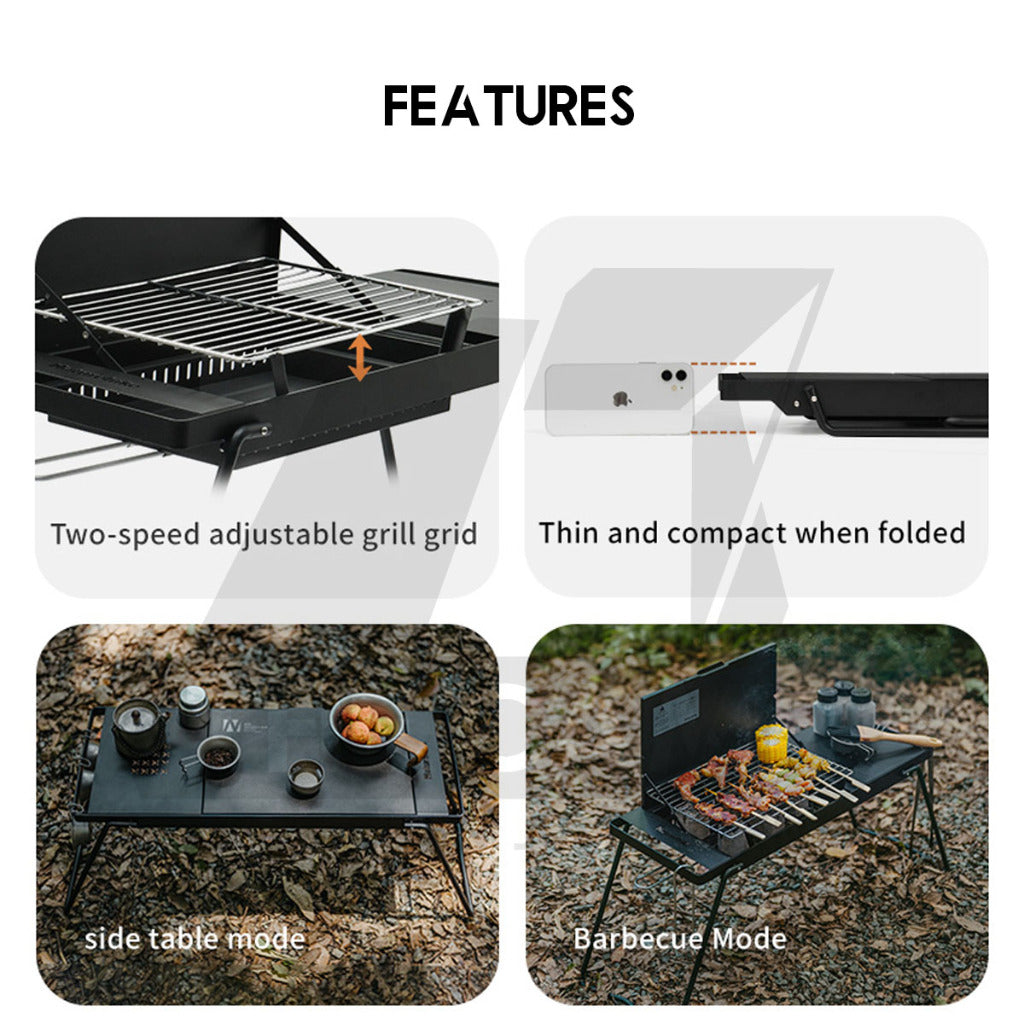 Naturehike Dual Use BBQ Grill Table Charcoal Mini Portable Foldable Outdoor Camping Rack Stove Frying Pan CNK2450CF014