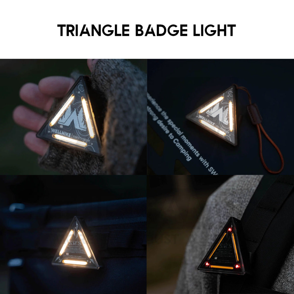 Wellhike SWS Triangle Badge Light Touch Sensor Outdoor Camping Rope Hanging Warning Lamp Flashlight Safety Lampu Tali