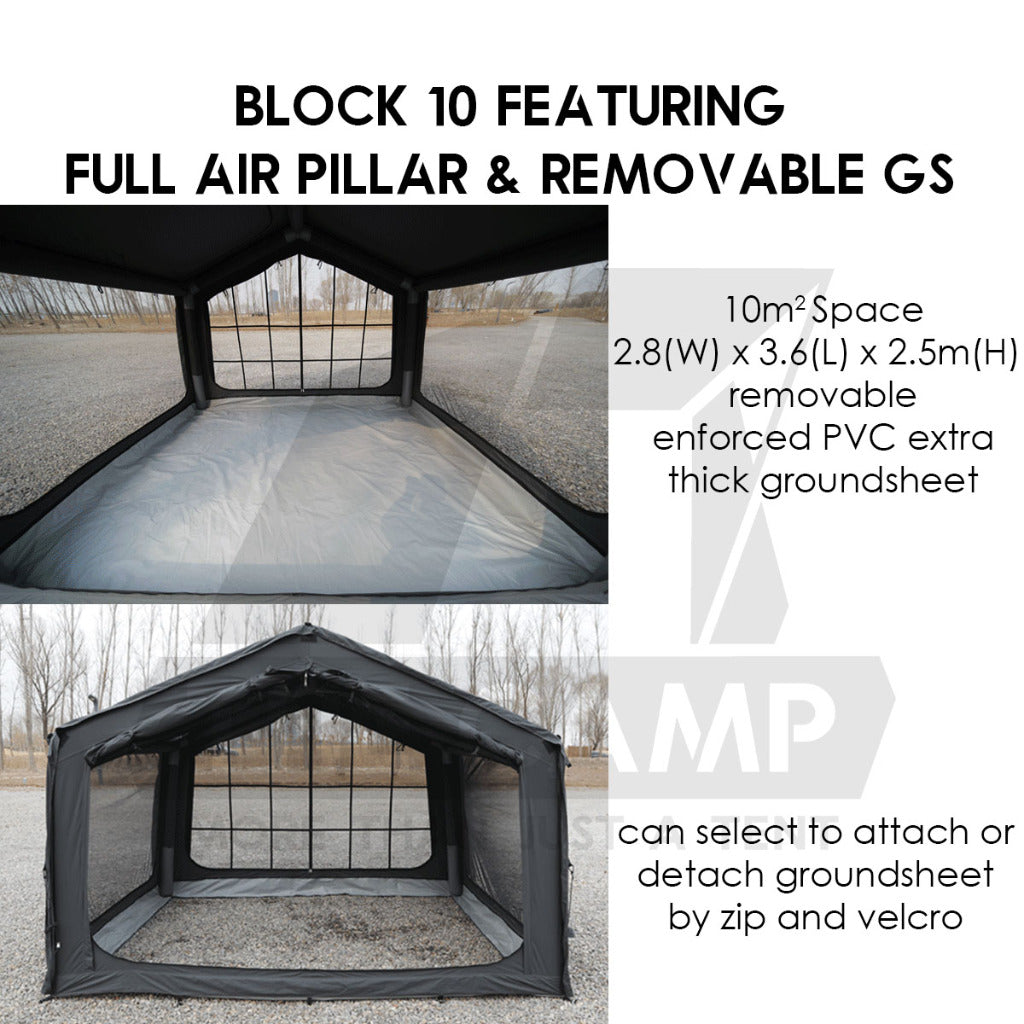 Spark Block 09 10 05 Air Tent Large Space Tactical Style Grey Black Khaki Beige Army Green Inflatable Khemah Angin Coody