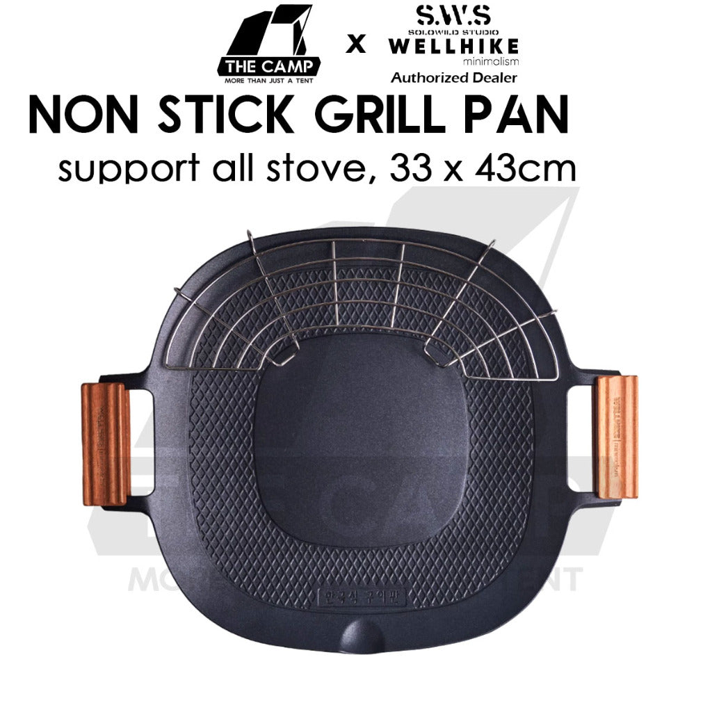 Wellhike SWS Non Stick Grill Pan BBQ Pan Non Stick Coating Coated Outdoor Camping Cooking Stove Bag