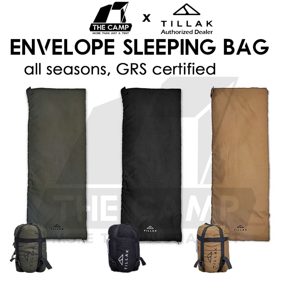 Tillak Envelope Sleeping Bag Lightweight Splashproof Washable Outdoor Camping Bed Comforter Blanket Black Double